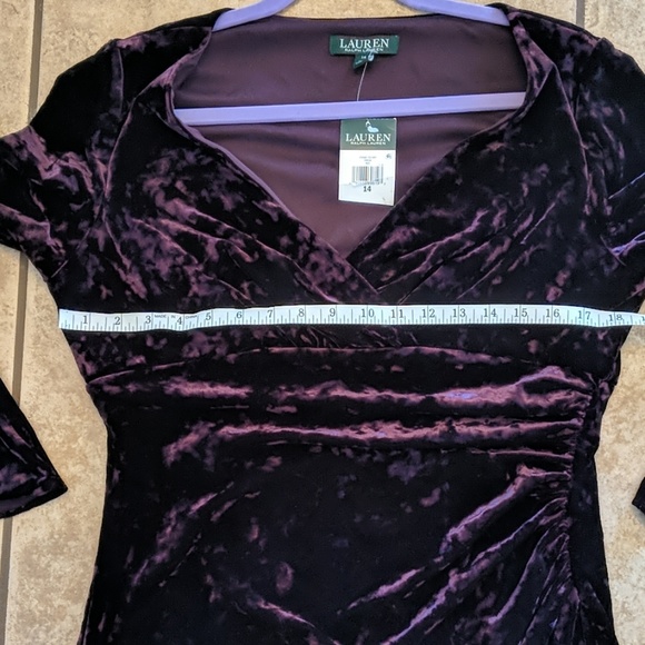RALPH LAUREN dark purple velvet faux wrap cocktail dress NWT - Picture 11 of 12